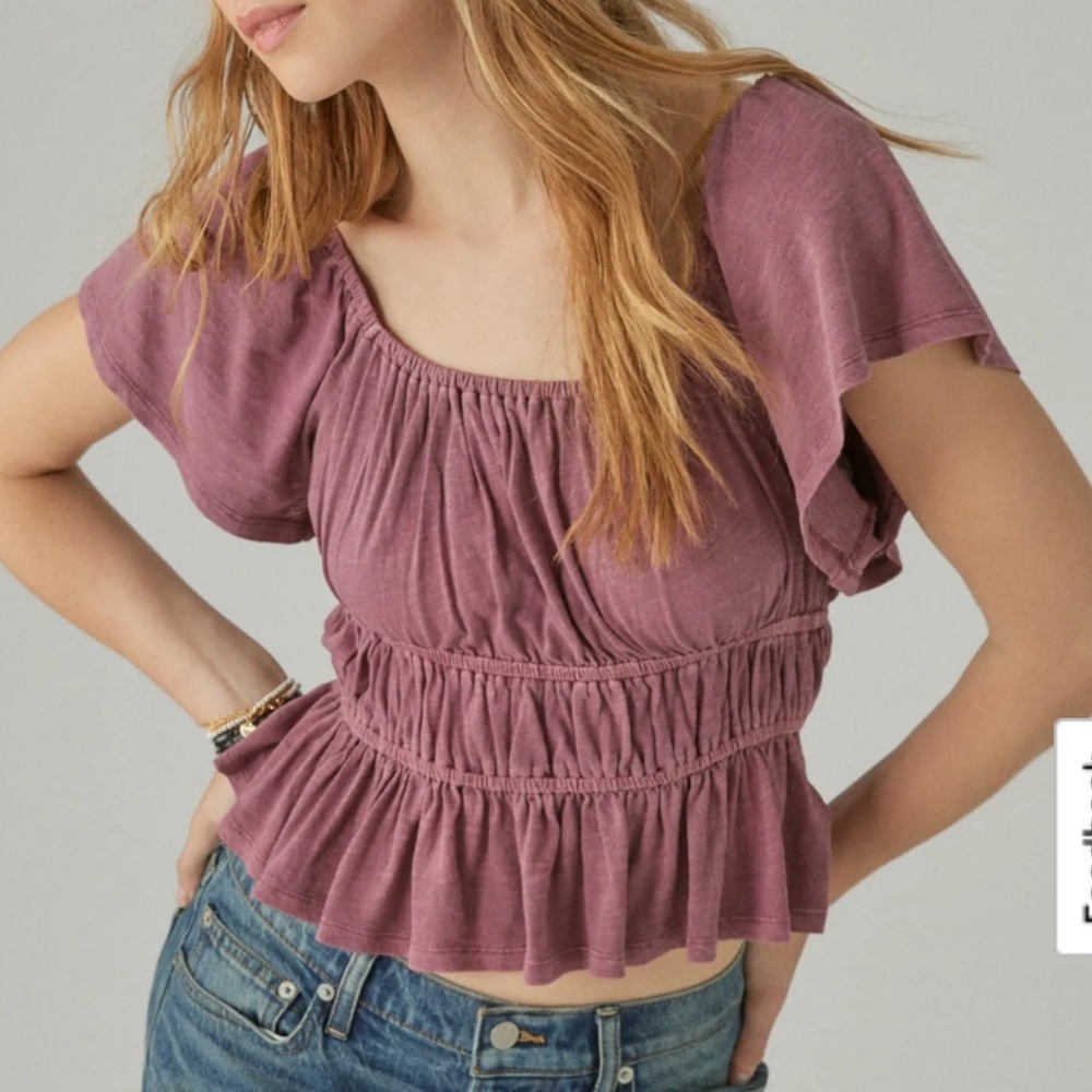 Lucky Brand Dusty Rose Peplum Blouse